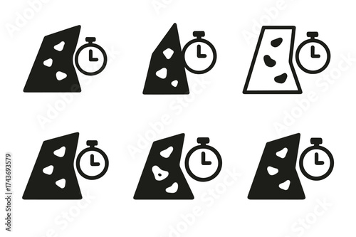 Climbing Icons Collection. Speed climbing. Set Logo of Climbing sports: climbing wall with time icon. harmonious logo variations of the same emblematic