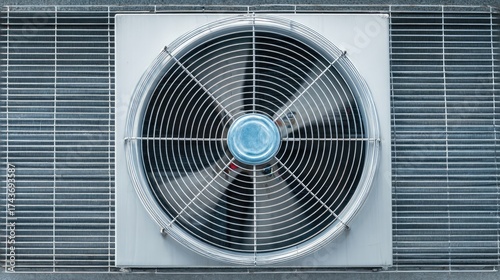 Wallpaper Mural Aerial View of a Large Industrial Air Conditioning Unit with Metal Fan Blades and Protective Grating Torontodigital.ca