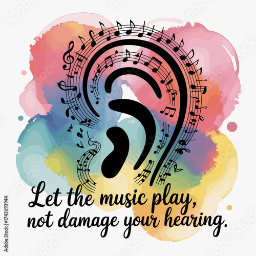 Music and Hearing Protection Awareness Illustration