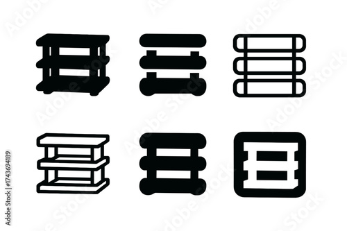 Budget Decor Logos. Home decor on a budget. Set Logo of Home decor on a budget: Upcycled pallet shelf. harmonious logo variations of the same emblematic