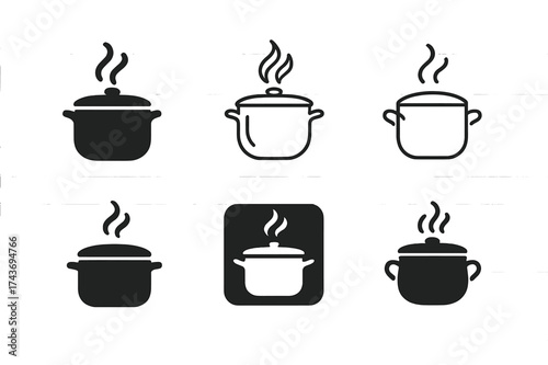 Skillmaster Logo Variations. Mastering new skills and hobbies. Set Logo of Mastering new skills and hobbies: Cooking pot with steam. harmonious logo variations