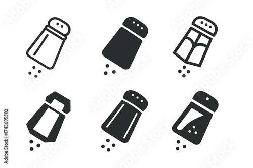 Salt Logo Variations. Salt. Set Logo of Food: seasoning icon. harmonious logo variations of the same emblematic concept, each with different artistic