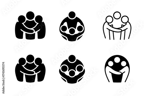 Team Support Logos. Handling job stress and improving work performance. Set Logo of Handling job stress and improving work performance: Team huddle /