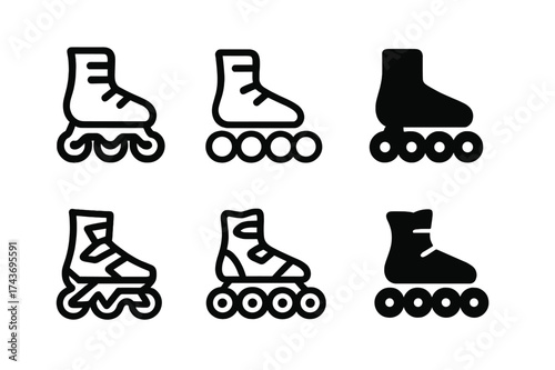 Rollerblade Logo Variations. Rollerblading in the park. Set Logo of Outdoor sports: rollerblades icon. harmonious logo variations of the same emblematic