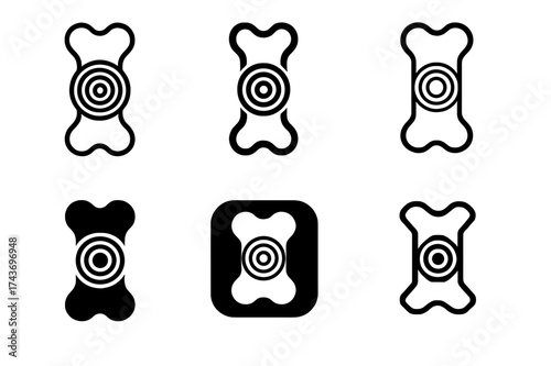 Healing Bone Logos. How bones heal after an injury. Set Logo of How bones heal after an injury: bone with growth rings. harmonious logo variations of the same