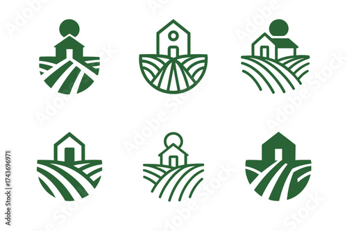 Estate Logo Variations. Estate. Set Logo of Estate: vineyard. harmonious logo variations of the same emblematic concept, each with different artistic