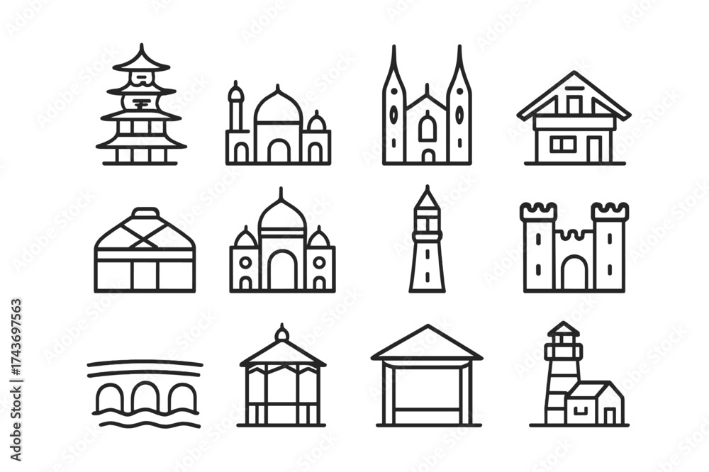 Fototapeta premium Architectural Style Icons.