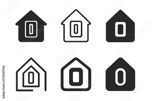 Versatile Switch Plate Logos. Light switch plate. Set Logo of Home: wall switch icon. harmonious logo variations of the same emblematic concept, each with