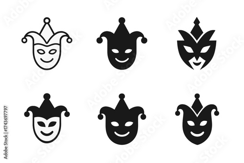 Strange Celebration Logos. Strange Celebration. Set Logo of Strange Celebration: mask. harmonious logo variations of the same emblematic concept, each with