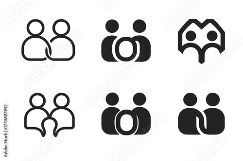 Innovative Logo Variations. Innovative achievements in social change. Set Logo of Innovative achievements in social change: Peer-to-peer mentorship network