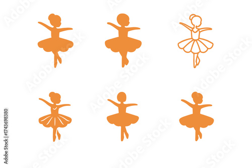 Youth Ballet Logos. Dance for children and youth. Set Logo of Dance for children and youth: Ballet tutu. harmonious logo variations of the same emblematic