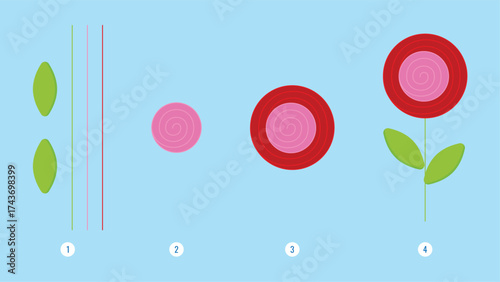 Blanks for making a flower from colored paper
