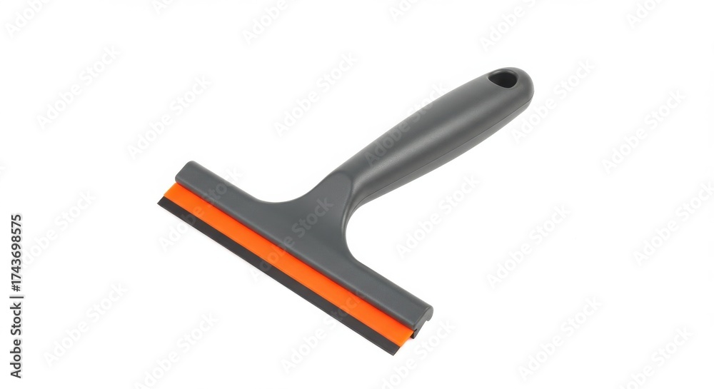 Fototapeta premium Gray squeegee with orange blade isolated on white background for cleaning windows and glass