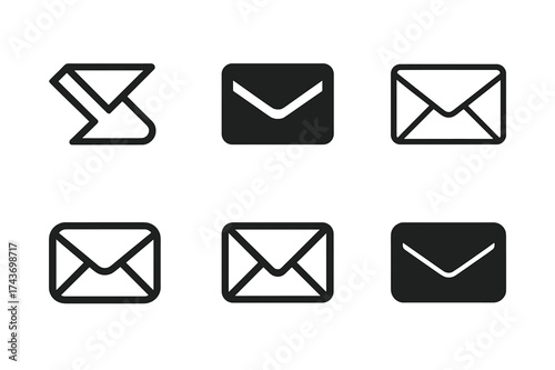 Communication Logo Variations. Letters. Set Logo of Communication: folded letter icon. harmonious logo variations of the same emblematic concept, each with