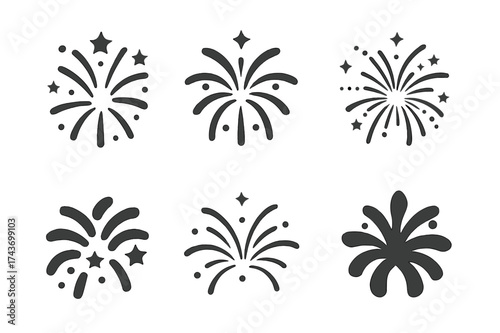 Festive Emblem Designs. Strange Celebration. Set Logo of Strange Celebration: fireworks. harmonious logo variations of the same emblematic concept, each with