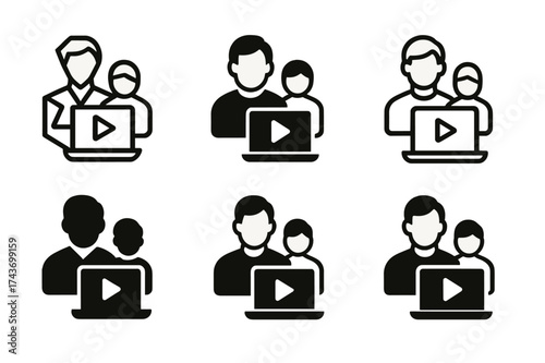 Knowledge Sharing Logos. Individuals sharing their knowledge and experiences (mentoring, teaching). Set Logo of Individuals sharing their knowledge and