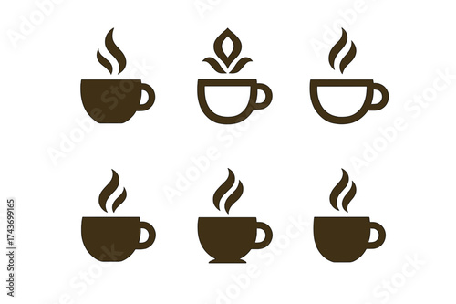 Diverse Coffee Logos. Coffee tasting notes sheet. Set Logo of Coffee: aroma notes icon. harmonious logo variations of the same emblematic concept, each with