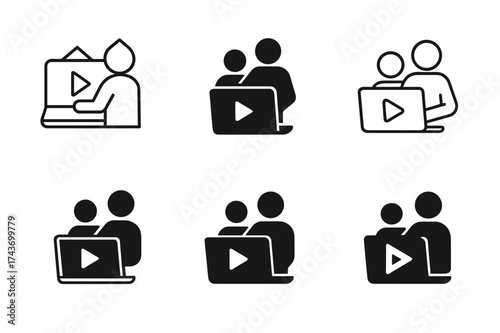 Knowledge Sharing Logos. Individuals sharing their knowledge and experiences (mentoring, teaching). Set Logo of Individuals sharing their knowledge and