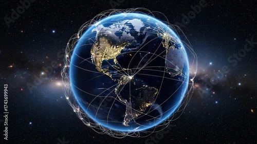 global communication network connecting cities across earth