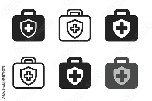 School Safety Logos. Safety in schools and educational institutions. Set Logo of Safety in schools and educational institutions: First aid kit. harmonious logo