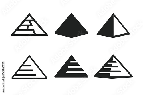Egyptian Empire Logos. The rise and fall of empires throughout history. Set Logo of Egyptian Empire: pyramid. harmonious logo variations of the same emblematic