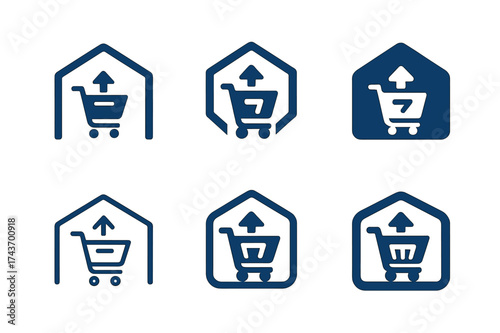E-commerce Logo Variations. The growth of e-commerce and online shopping trends. Set Logo of The growth of e-commerce and online shopping trends: Fulfillment