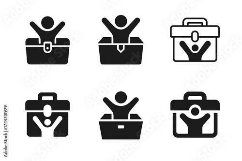 Social Change Logos. Innovative achievements in social change. Set Logo of Innovative achievements in social change: Inclusive design toolkit (toolbox + human
