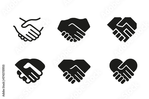 Unified Hands Logo Variations. Strengthening relationships through shared experiences. Set Logo of joined hands: two hands overlapping in unity. harmonious