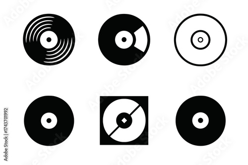 Indie Music Logos. Indie Music. Set Logo of Indie Music: vinyl record. harmonious logo variations of the same emblematic concept, each with different artistic