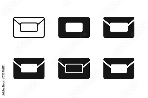 Envelope Logo Variations. Address label. Set Logo of envelope: envelope icon with rectangular label space. harmonious logo variations of the same emblematic
