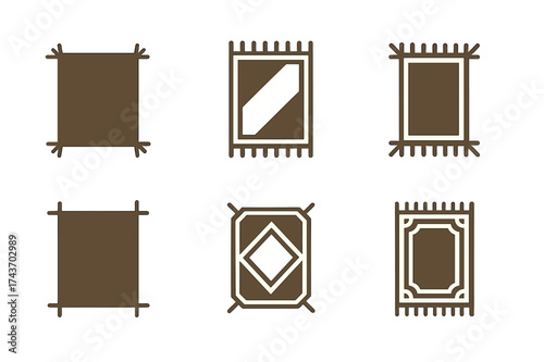 Home Staging Logos. Home Staging for Selling. Set Logo of Home Staging for Selling: rug. harmonious logo variations of the same emblematic concept, each with