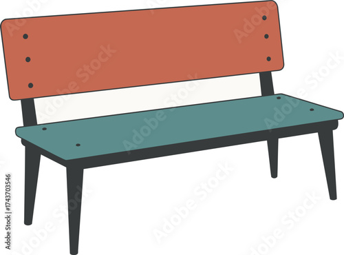 Retro Wooden Bench Illustration