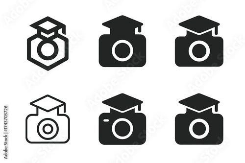 Skill Mastery Logos. Mastering new skills and hobbies. Set Logo of Mastering new skills and hobbies: Camera. harmonious logo variations of the same emblematic