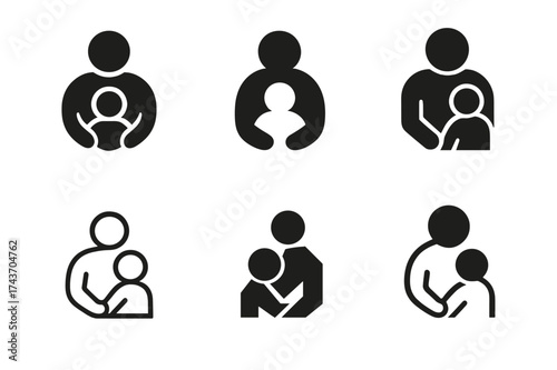 Youth Mentoring Logos. Mentoring youth. Set Logo of Education: child learning from mentor icon. harmonious logo variations of the same emblematic concept, each