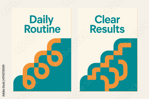 Determination in Banners. Determination. Two vertical A6 banners with safe margins, centered composition, no elements touching edges, geometric