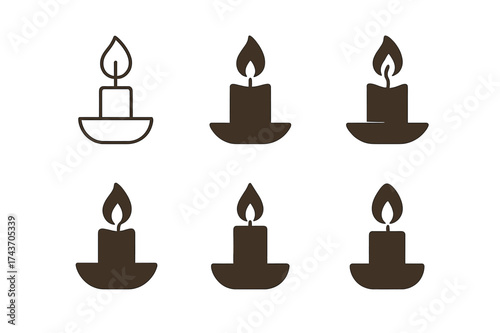 Evening Relaxation Logos. Planning a relaxing evening routine to unwind. Set Logo of Planning a relaxing evening routine to unwind: Candle. harmonious logo