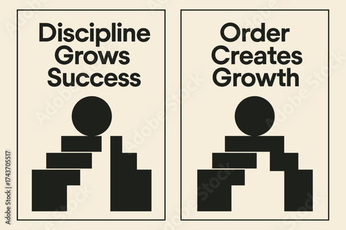 Abstract Wisdom Banners. Wisdom. Two vertical A6 banners with safe margins, centered composition, no elements touching edges, bauhaus style, black and cream,