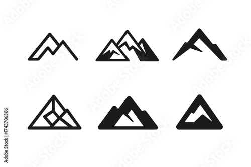Dream Big Logos. Dream big, work hard. Set Logo of Dream big, work hard: Mountain peak. harmonious logo variations of the same emblematic concept, each with