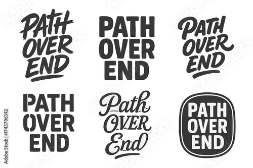 Harmonious Lettering Grid. Path over end. Set lettering. harmonious lettering variations of the same emblematic concept (Dynamic brushstroke graffiti