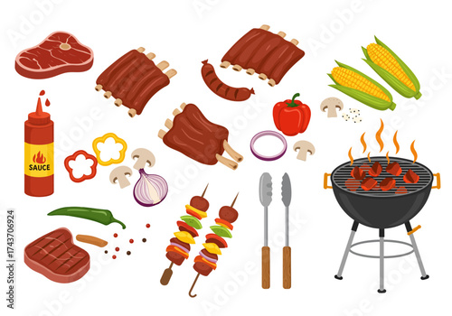 Colorful BBQ Feast A Vibrant Array of Grilled Delights and Fresh Ingredients