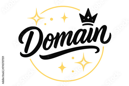 Elegant Typography Design. ?Domain?. modern hand lettering, smooth curves, balanced composition, clear