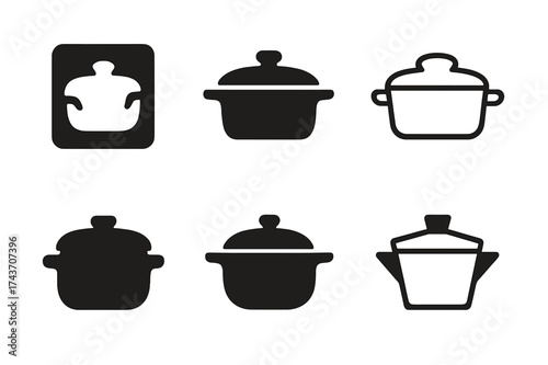 Creative Oven Logo Designs. Oven. Set Logo of Oven: casserole dish. harmonious logo variations of the same emblematic concept, each with different artistic