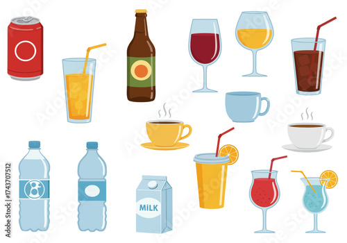 Diverse Collection of Drinks Colorful Beverages for Various Occasions