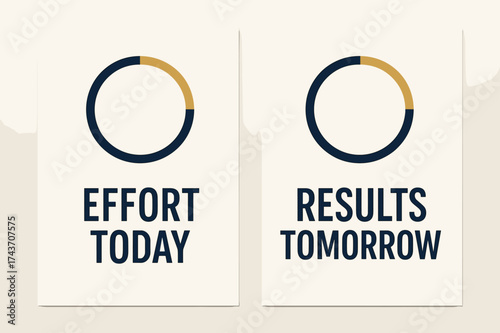 Effort and Results Banners. Discipline. Two vertical A6 banners with safe margins, centered composition, no elements touching edges, modern minimal, navy and