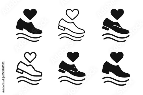 Tap Dance Logos. Dance as a form of stress relief and relaxation. Set Logo of Dance as a form of stress relief and relaxation: Tap shoes. harmonious logo