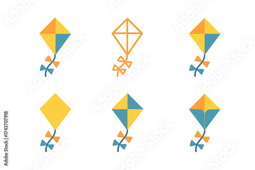 Summer Art Logo Collection. Summer art and craft workshops for kids. Set Logo of Summer art and craft workshops for kids: Paper kite. harmonious logo
