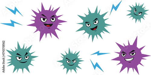 Cartoon virus illustration vector image for medical design