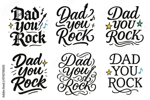 Dad You Rock Calligraphy. Dad You Rock. Create a calligraphy lettering illustration of the phrase: Dad You