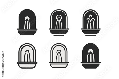 Fountain Logo Variations. Fountain. Set Logo of Fountain: wall-mounted fountain spout. harmonious logo variations of the same emblematic concept, each with