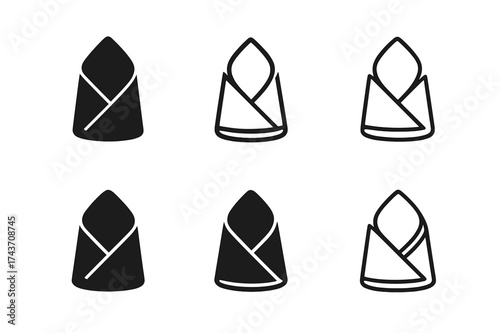 Napkin Logo Variations. Folding napkins. Set Logo of Folding napkins: napkin in bishop?s hat fold. harmonious logo variations of the same emblematic concept,